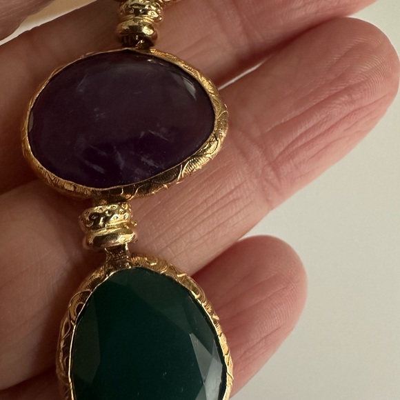 Chic Gold and Multicolor Dangle Earrings - Picture 8 of 9